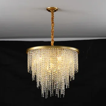 американски ретро стил E14 Led висулка светлини боядисани черно / злато Wrough висяща лампа блясък кристал Led окачване лампа тела 4