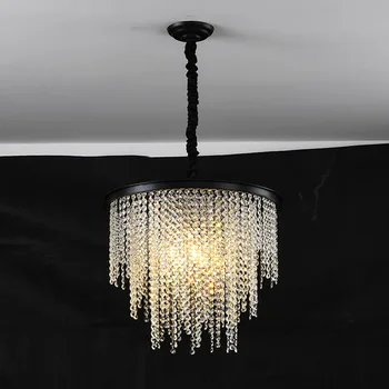 американски ретро стил E14 Led висулка светлини боядисани черно / злато Wrough висяща лампа блясък кристал Led окачване лампа тела 5