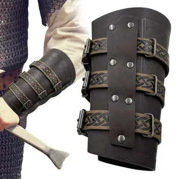 Средновековна бригандинова охрана на ръцете изкуствена кожа рицарска гвардия ретро мъже кожени скоби за ежедневна употреба парти