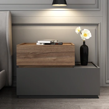 италиански прост стил на инс прост модерен модерен лек луксозен дървен цвят творчески малък спалня нощно шкафче