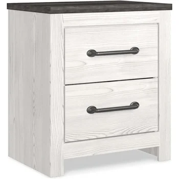 Свободно време и модерно, с просто бяло покритие Нощно шкафче с две чекмеджета, бяло/сиво скрин за спалня
