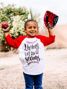 Детска риза Boys Raglan Tee Living Life by the seams Kids Baseball tops Living Life Baseball Raglan Shirt boy Softball outfits