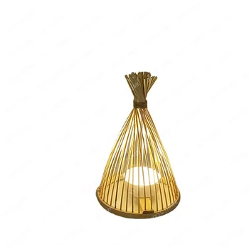 традиционен китайски стил ръчно изработена преносима бамбукова лампа бамбукова лампа DIY материал пакет настолна лампа полилей