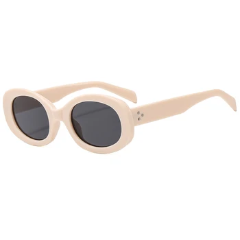 Популярни ретро малки рамки слънчеви очила универсални модни слънчеви очила Y2K Holiday Street фото очила елиптична рамка женски 5