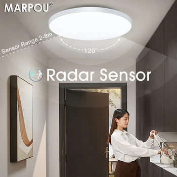 радарен сензор таванна лампа LED чувствителни сензорни светлини за движение за коридор 15W 20W 40W студено бели таванни светлини за коридор