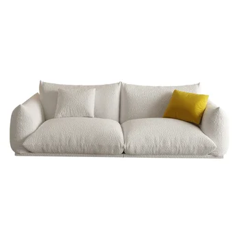 Кремав плат диван хол, прав хляб в японски стил, малък апартамент от агнешка вълна, прост и модерен 0