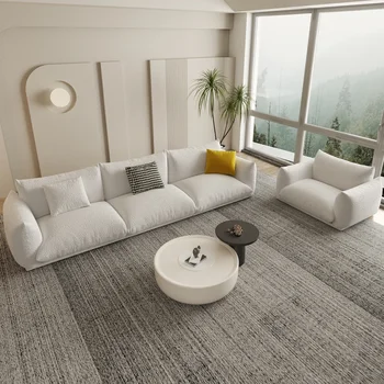 Кремав плат диван хол, прав хляб в японски стил, малък апартамент от агнешка вълна, прост и модерен 2