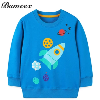 Bumeex момчета суитчър ракета отпечатани дълъг ръкав пуловер суитчър памук случайни върховете 2-7 години деца есен и зима