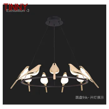 TINNY Nordic висулка лампа модерен реколта кръг LED птица светлина творчески дизайн декорация за хол трапезария спалня