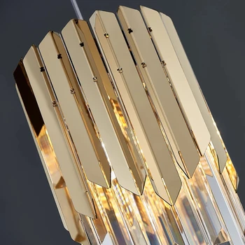 Кристален полилей 20 см кръгъл светло злато хром полилей за трапезария хол декорация кухня декоративни Led таван лампа 4