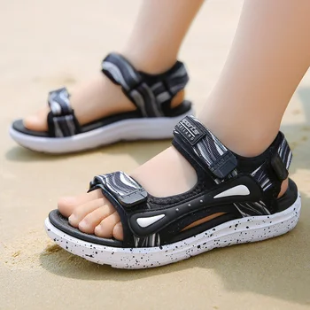 Пролет лято марка детски сандали момчета момичета плажни обувки дишаща плоски сандали PU кожа деца външни обувки размер 28-40