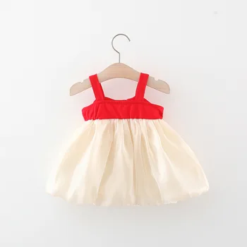 2023 Летни детски рокли за момичета Корейски сладък лък без ръкави Mesh луксозна принцеса рокля рожден ден облекло бебешко облекло BC710 2