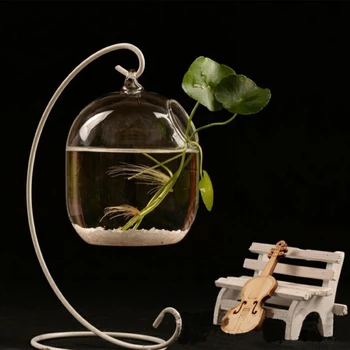 Окачена прозрачна висяща стъклена риба за резервоар бутилка аквариум цвете растение ваза цвете ваза за дома декора