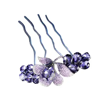  Шик шапки Rhinestone цвете декор сватба коса стик фина изработка лека коса гребен аксесоари за коса 4