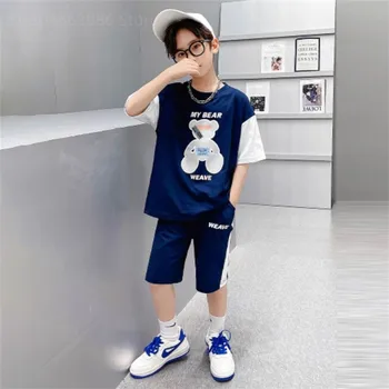 Детски дрехи за момчета Teen Boy Летни комплекти облекло Тениска с къс ръкав + панталони Костюми за детски дрехи 6 8 9 10 12 години