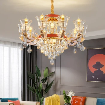 BRIGHT модерен полилей луксозен кристал LED свещ висулка лампа Nordic тела за дома Всекидневна трапезария спалня 1