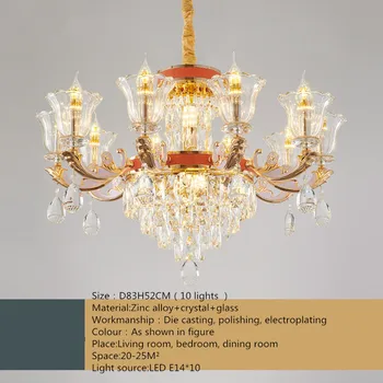 BRIGHT модерен полилей луксозен кристал LED свещ висулка лампа Nordic тела за дома Всекидневна трапезария спалня 5