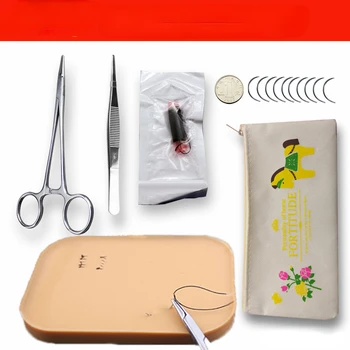 Комплект хирургически инструменти за зашиване на практика за студенти по хирургия, комплект инструменти, игла за кожен шев, комплект държачи за конци за шевове